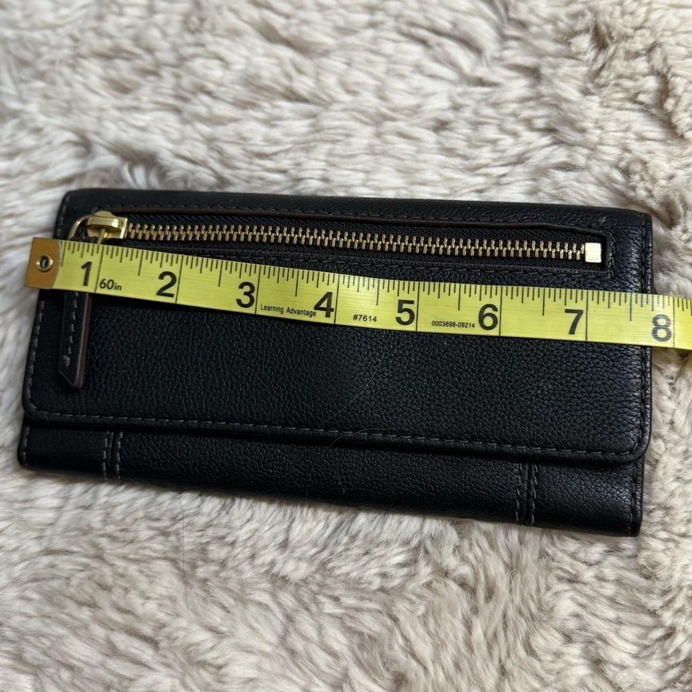 NWT Fossil  Black Leather Flap Wallet Bi Fold